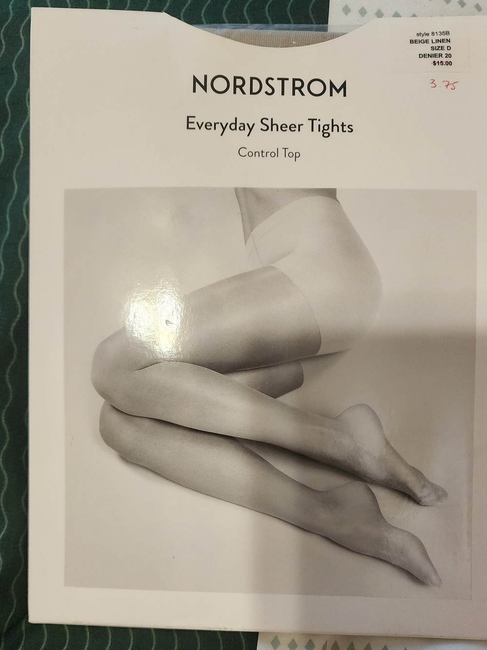 Nordstrom Everyday Sheer Control Top Tights - Beige Linen Sz D